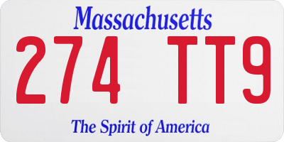 MA license plate 274TT9