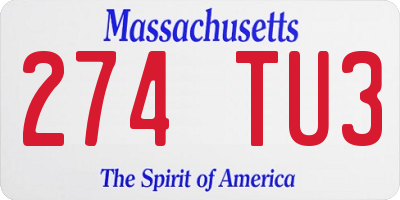 MA license plate 274TU3