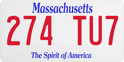 MA license plate 274TU7