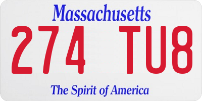 MA license plate 274TU8