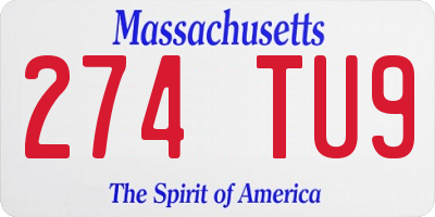 MA license plate 274TU9