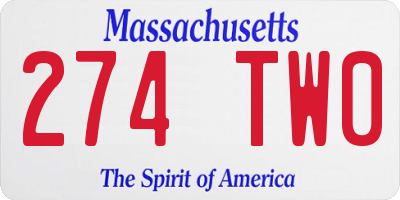 MA license plate 274TW0