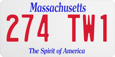 MA license plate 274TW1