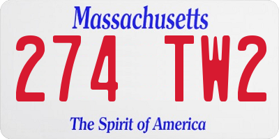 MA license plate 274TW2