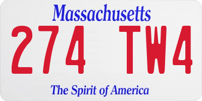 MA license plate 274TW4