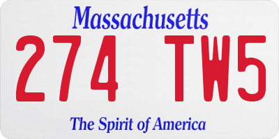 MA license plate 274TW5