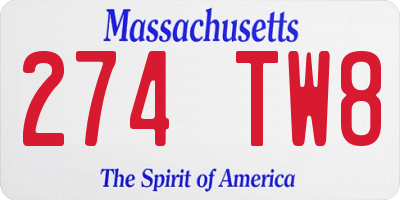 MA license plate 274TW8