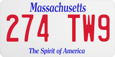 MA license plate 274TW9