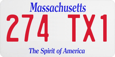 MA license plate 274TX1