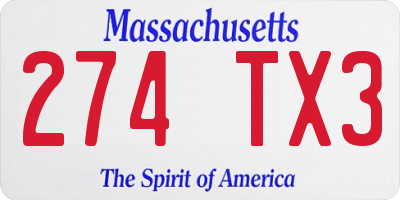 MA license plate 274TX3