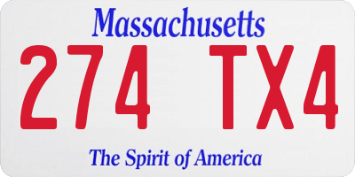 MA license plate 274TX4
