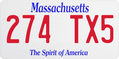 MA license plate 274TX5