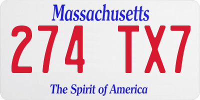 MA license plate 274TX7