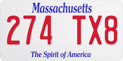 MA license plate 274TX8