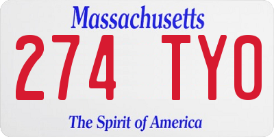 MA license plate 274TY0