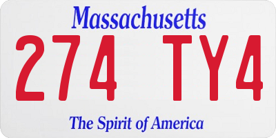 MA license plate 274TY4