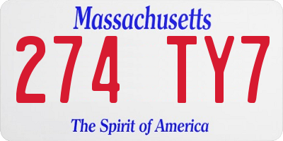 MA license plate 274TY7