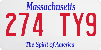 MA license plate 274TY9