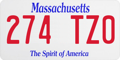 MA license plate 274TZ0