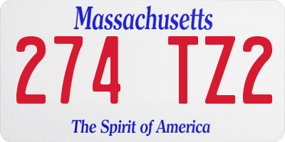 MA license plate 274TZ2