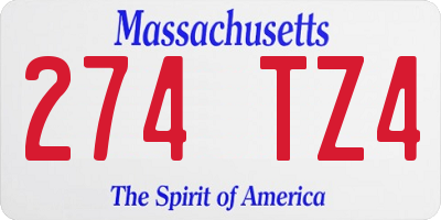 MA license plate 274TZ4