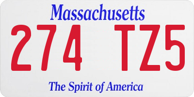 MA license plate 274TZ5