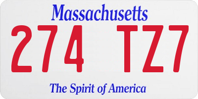 MA license plate 274TZ7