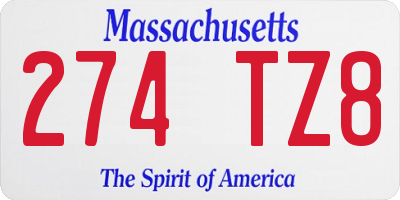 MA license plate 274TZ8