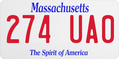 MA license plate 274UA0