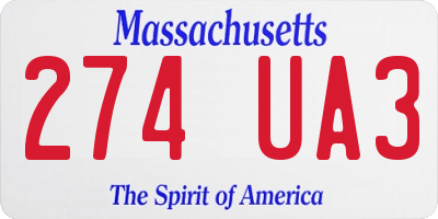 MA license plate 274UA3