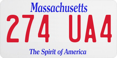 MA license plate 274UA4