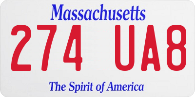 MA license plate 274UA8