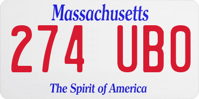 MA license plate 274UB0