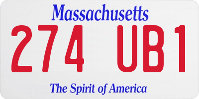 MA license plate 274UB1