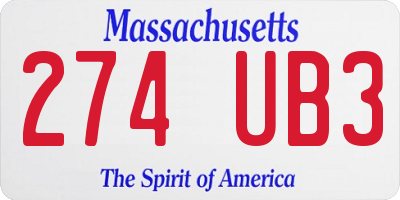 MA license plate 274UB3
