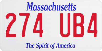 MA license plate 274UB4