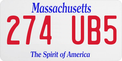 MA license plate 274UB5