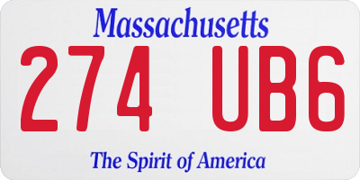 MA license plate 274UB6