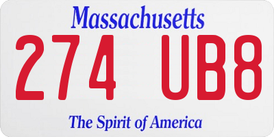 MA license plate 274UB8