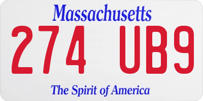 MA license plate 274UB9