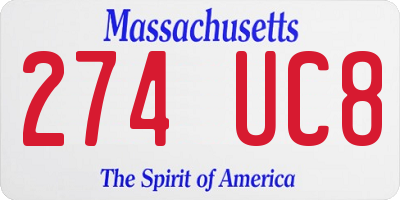 MA license plate 274UC8
