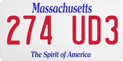 MA license plate 274UD3