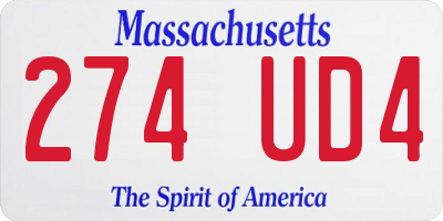 MA license plate 274UD4