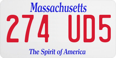 MA license plate 274UD5