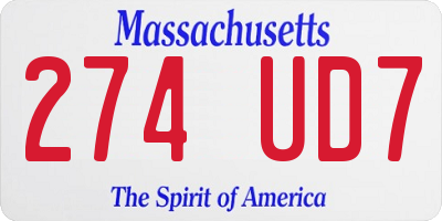 MA license plate 274UD7