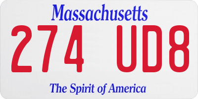 MA license plate 274UD8