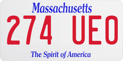 MA license plate 274UE0