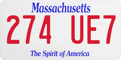 MA license plate 274UE7