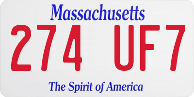 MA license plate 274UF7