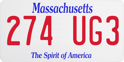 MA license plate 274UG3